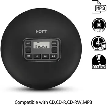 HOTT Reîncărcabilă CD Player HIFI a Sunetului Surround Music Player, Potrivit pentru Familie, de Călătorie și de Auto CD Playere