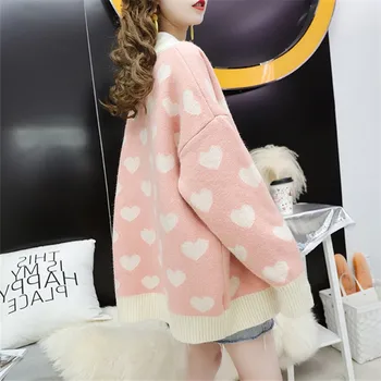 Toamna anului Nou Stil Cardigan Pulover Supradimensionat Femei 2020 stil coreean Gros Vrac Inima Foarte Zână de Pulover Elevii Haina