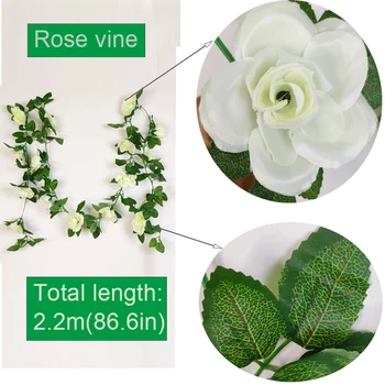 2.2 m Artificiale Flori de Trandafir Rattan Coarde de Viță de vie Nunta Romantica Acasă Decor Agățat de Perete Decor Gradina Fals Planta DIY