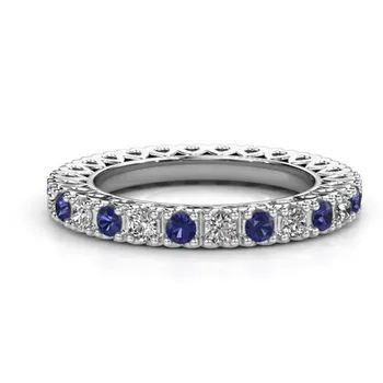 NOI Dimensiuni de 6-10 Lux Bijuterii Argint 925 Complet Albastru Safir CZ Diamant Partidul Popular Inima Hollow Femei Inel de Nunta Cadou