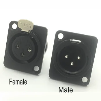 6 buc/lot 3 Pin XLR de sex Feminin Jack pe Panoul de Montare Coajă de Metal Placat cu Nichel 3 Poli XLR Socket Sasiu Culoare Negru