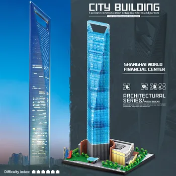 Orașul Shanghai Centru Financiar Arhitectura Celebru Cărămizi Creator 3D Mini Diamond Diy Blocuri Jucarii pentru Copii Cadouri