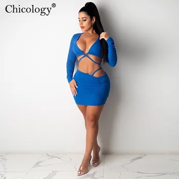 Chicology 2020 Moda Fusta Set Top Culturilor Două Piese De Club Haine Cu Maneci Lungi Femei Toamna Iarna Ziua Doamnă Sexy Haine De Petrecere