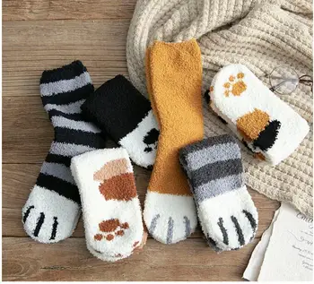 2 bucăți de Toamna Iarna Cald Pisica Drăguț Laba Ciorapi Pentru Femei Fete Moale de Dormit Șosete Podea Acasă Șosete Groase Sockings