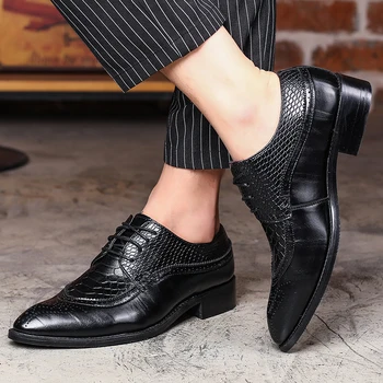 BIMUDUIYU Brand Dimensiune 47 48 Moda Mens Rochie Formale Pantofi Deget a Subliniat Bullock Pantofi Oxfords Dantela-Up Designer de Pantofi pentru Bărbați