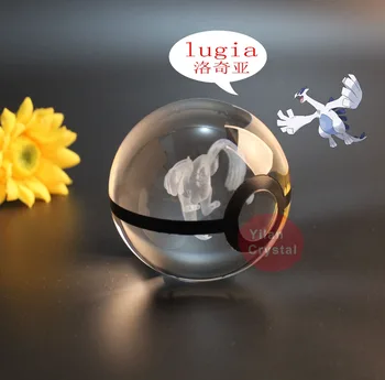3d Laser Pokemon Design Lugia Merge Mingea Bune Quanlity K9 Cristal Pokemon Minge Cu Led-uri de Lumină de Bază Pentru Cadou