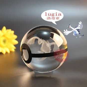 3d Laser Pokemon Design Lugia Merge Mingea Bune Quanlity K9 Cristal Pokemon Minge Cu Led-uri de Lumină de Bază Pentru Cadou