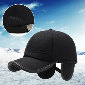 De Lână De Înaltă Calitate Iarnă Șapcă De Baseball Cu Urechile Solid Bărbați Femei Snapback Hat Caldă Montate Capace De Pălării Tata