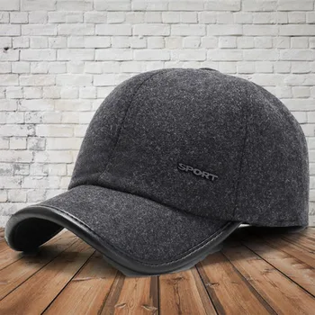 De Lână De Înaltă Calitate Iarnă Șapcă De Baseball Cu Urechile Solid Bărbați Femei Snapback Hat Caldă Montate Capace De Pălării Tata
