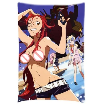 Anime Tengen Toppa Gurren-Lagann Arunca Pernă Părul Roșu Fată Yoko Littner față de Pernă Nia Teppelin Twin fețe de Pernă Acoperă