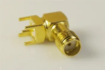 100buc SMA Conector Jack de sex Feminin Socket 50 Ohm Prin Gaura Unghi Drept Lipire PCB Montare Conector Coaxial RF Recipient