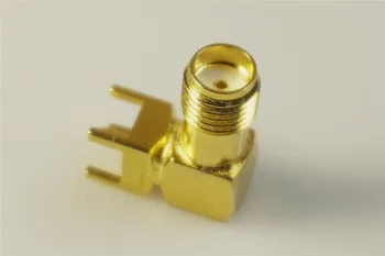 100buc SMA Conector Jack de sex Feminin Socket 50 Ohm Prin Gaura Unghi Drept Lipire PCB Montare Conector Coaxial RF Recipient