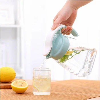 Sticla de apa de Plastic cu Apă Rece Vas Set cu Cana de Acoperire Transparent, Fierbător pentru Apă Ulcior Seturi Etanșe Potabilă 12.5*21cm