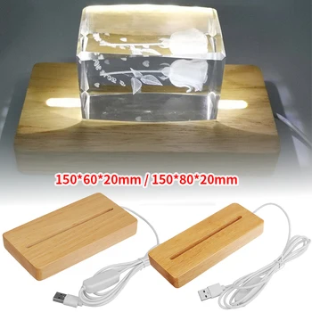 Lemn de Culoare de Baza Alb/Cald Lumina de Control de la Distanță de Lemn de Lumină LED-uri de Bază de Rotație Display Stand Suport Lampă Lampă de Bază de Încărcare USB