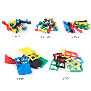102pcs Ușa și Fereastra Caramida de BRICOLAJ, Casa de Blocuri Caramizi Jucării Oraș Arhitect Pentru Copil Educaționale compatibile cu Lego