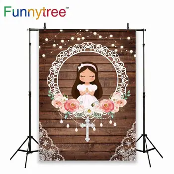 Funnytree prima comuniune fondul photozone cal Aniversare a crescut fata de fundal cu imagini de ziua de nastere pentru copii Banner Fotografie