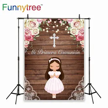 Funnytree prima comuniune fondul photozone cal Aniversare a crescut fata de fundal cu imagini de ziua de nastere pentru copii Banner Fotografie