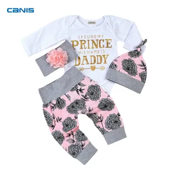 Drăguț Bumbac Printesa Florale Copil Nou-Născut Fete, Topuri Romper Pantaloni Lungi Tinutele Cele Mai Noi Haine De Moda