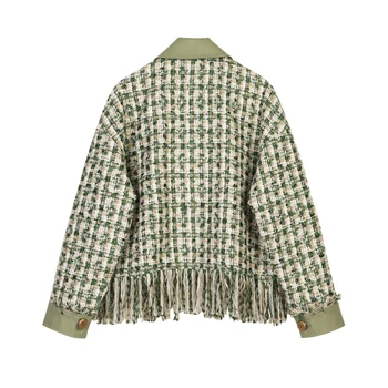 Vintage Tricou Elegant pentru Femei Jachete din 2020 Moda Toamna Buzunare Guler de Turn-down Verifica Sacou Chic Strat de Îmbrăcăminte exterioară Topuri Casual