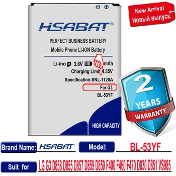 HSABAT 6400mAh acumulator BL-53YH Telefon Utilizare a Bateriei Pentru LG G3 D858 D855 D857 D859 D850 F400 F460 F470 D830 D851 VS985