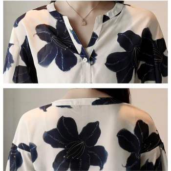 Femeie de moda bluze 2021 Casual imprimare florale v-neck OL bluza femei topuri șifon bluza tricou blusa feminina tricou 0964 40