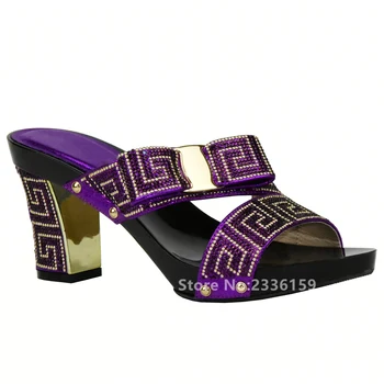 Italiană Doamnelor Pantofi pentru Petreceri Rhinestoen Femei Pantofi de Nunta de Înaltă Calitate Nigerian Pantofi de Culoare de Aur Ridicat Scăzut de Nunta Lady Pantofi