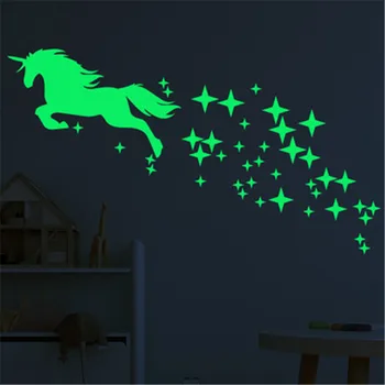 Luminos Unicorn Autocolante De Perete Pentru Camera Copii Home Decor Dormitor Pentru Copii Glow În Întuneric Unicorn Stele Autocolante De Perete Decalcomanii De Tavan