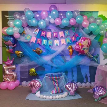 Fata petrecere de ziua mermaid dress up party little mermaid balon kit coadă de pește în mare, Copil de dus de unica folosinta tacamuri de kit