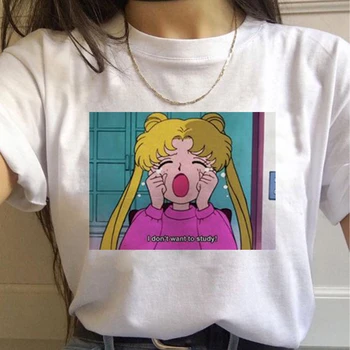Femei T-shirt Sailor Moon Imprimare 90 Libertate Mare de Vara Scurte Gât Rotund Maneca Treetwear Top Femei T-shirt pentru Femei Îmbrăcăminte