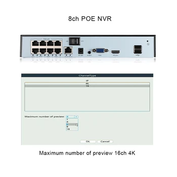 XMeye 4K 8ch POE NVR Suport 16ch 4K Recorder Video de Rețea H. 265+ Onvif 1 HDD 24/7 Înregistrare Camera IP Onvif Sistemul P2P ICSee