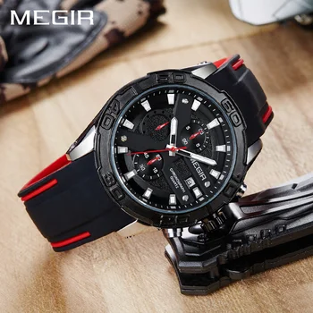 MEGIR Cronograf Ceas Sport Barbati Relogio Masculino Brand de Top de Moda Silicon Cuarț Armată Militar Ceasuri de mana Ceas Barbati 2055