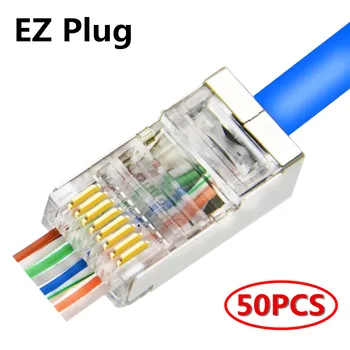 Z-Coroana EZ Conector RJ45 Cat5e Cat6 FTP Cablu Ethernet RJ45 Mufa 8P8C Rețea Ecranat Terminal Trece Ușor Conector
