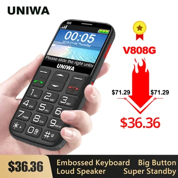 UNIWA V808G V171 Puternic Lanterna Push-Buton Tare telefon Mobil de Mare SOS 3G English Russian Keyboard 10 Zile de Așteptare 3G 2G Telefon
