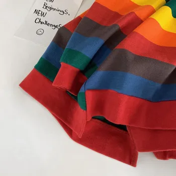 COOTELILI Fete pentru Copii Jachete de Toamna Colorate Copii, hanorace cu Dungi Mâneci Lungi Rochie Haina pentru copii T-shirt haine