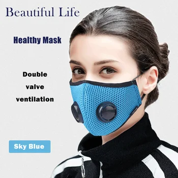 Dubla Suflare Supapa Masca de Respirat Filtru de Carbon activ Anti Ceata/praf/Poluării Bacteriene Gripa pm2.5 gura masca