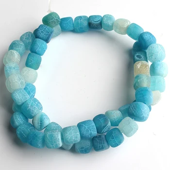 Piatră naturală Mată Mată Pătrat Vis Albastru Agate de Păianjen Margele Onix Pentru a Face Bijuterii DIY Perles Bratari 15