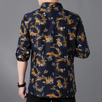 Barbati Toamna anului 2020 Moda Nouă Bărbați Tricou Casual cu Maneci Lungi de Flori Tricouri Imprimate de Dimensiuni Mari Camisa Sociale Comisionar Tricouri 6XL 7XL