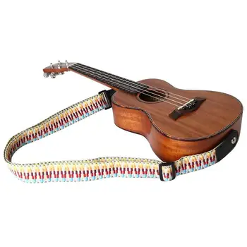 Chitara Ukulele Curea Reglabilă Etnice Vânt Împletite Curcubeu Chingi instrument Muzical Curea din Piele PU Capete 130cm/4.3 ft