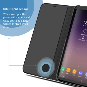 Camshield Telefon Capacul din Spate pentru Samsung Galaxy M10 M20 M30 M30S M31 M40 M60 M-80 husa Flip Clear View Smart Mirror Fete Carcasa