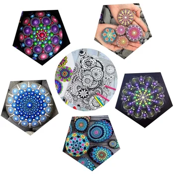 Mandala Dotting Tools Set Include Stilou Dotting Tools Mandala Mingea Tava de Vopsea pentru Pictura cu Pietre, Colorat, Desen 18Pcs