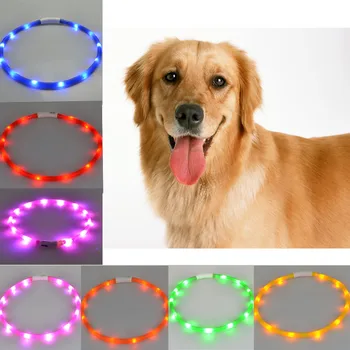 USB de Încărcare Reglabil animale de Companie Câine Guler CONDUS Reîncărcabilă Noapte Intermitent Luminos Gulere Câine din Plastic Solid Gât Guler pentru Câini