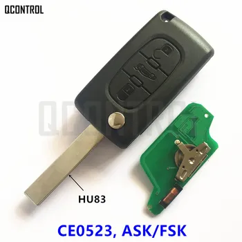 QCONTROL de Intrare fără cheie de la Distanță Cheie pentru CITROEN C5 C4 C3 C2 Berlingo Picasso Blocare Automată (CE0523 ASK/FSK, 3 Butoane, HU83)