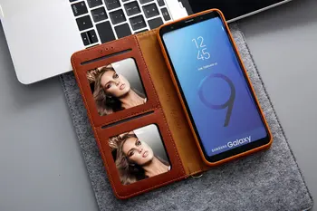 De lux Portofel Caz pentru Samsung Galaxy S9 Caz Piele Flip Retro Sloturi pentru Carduri de Acoperire pentru Samsung S9 Plus S8 s8 + Telefon Genti