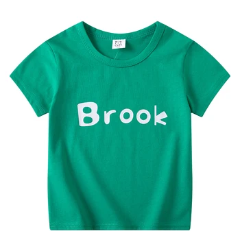 2021 Vara Baieti Verde Scurte T Shirt Scrisoarea Imprimate Fete Streetwear Copii Copii Haine pentru Copii T-shirt Bumbac Băiat de Îmbrăcăminte