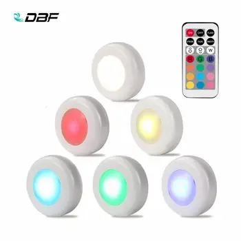 [DBF]Baterii LED Wireless Dulap Lumini,RGB Culoare Schimbare Puck Lumina cu Telecomanda Senzor Tactil LED Lumina de Noapte