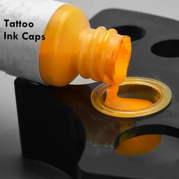 300Pcs Plastic Microblading Cerneală Tatuaj Cupa Capac Pigment Clar Suport Recipient 11mm Dimensiune Medie Pentru Vârful Acului Prindere tatuaj de aprovizionare