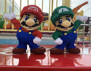 DUZ Joc Super Mario Blocuri Luigi Mare și Roșu, Verde Figura Model 3D DIY Diamond Mini Blocuri Mici Cărămizi de Asamblare Băiat Jucărie