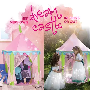 Roz Cort pentru Copii Wigwam Portabil Castel Printesa pentru Fete Mari, Copiii se Joaca cu Casa Teepee Fata Case Mici Tipi Cadou de Crăciun