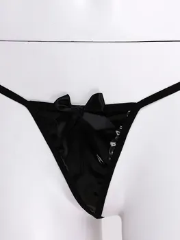 Lenjerie Sexy pentru Femei, Lenjerie Erotica Wetlook din Piele de Brevet Sutien Pantaloni Bikini Lenjerie Reglabil Bretele Sutien Negru