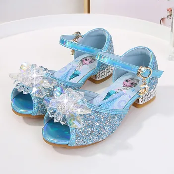 Metri Lungime 17-23 cm Frozen Princess Elsa Copil Fete Sandale cu Toc Înalt Vara Pantofi de Cristal Mic Mijlociu Mare Pantofi pentru Copii